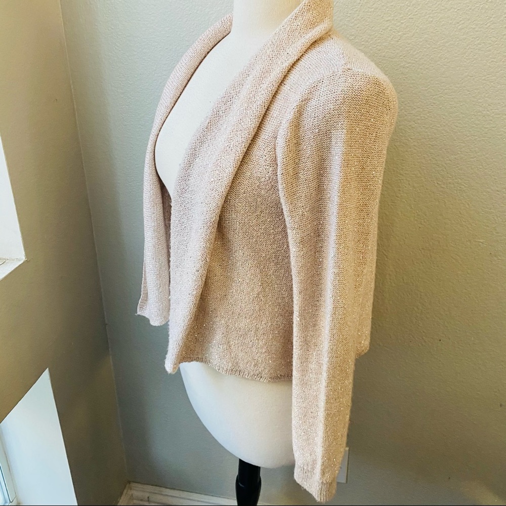 Anthropologie Knitted Knotted Pink Sequin Cardigan sweater women’s M - Picture 5 of 8